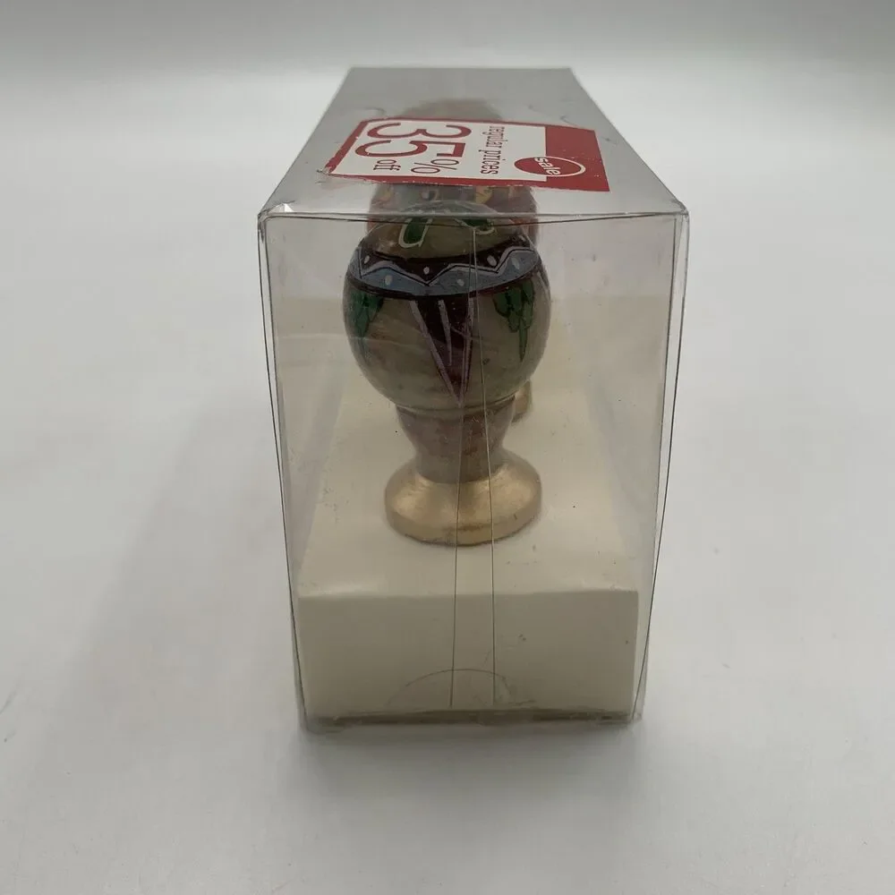 Pier 1 Stone Bottle Stoppers Hand Painted Ethnic Floral Set of 3
